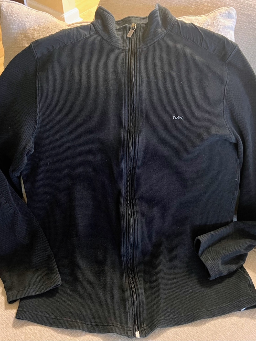 Michael Kors Black Zip-Front Knit Men’s Sweater Medium